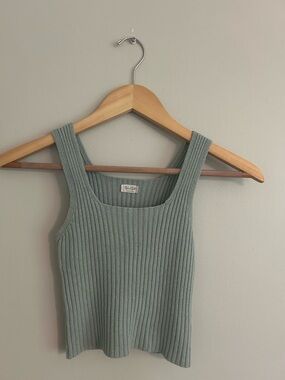 Brandy Melville Sage Green Ribbed Tank Top